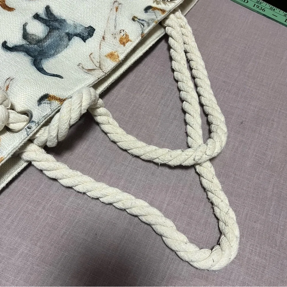 Extra Large Cat Print Tote Bag Rope Handles Quirky Cat Lady Canvas